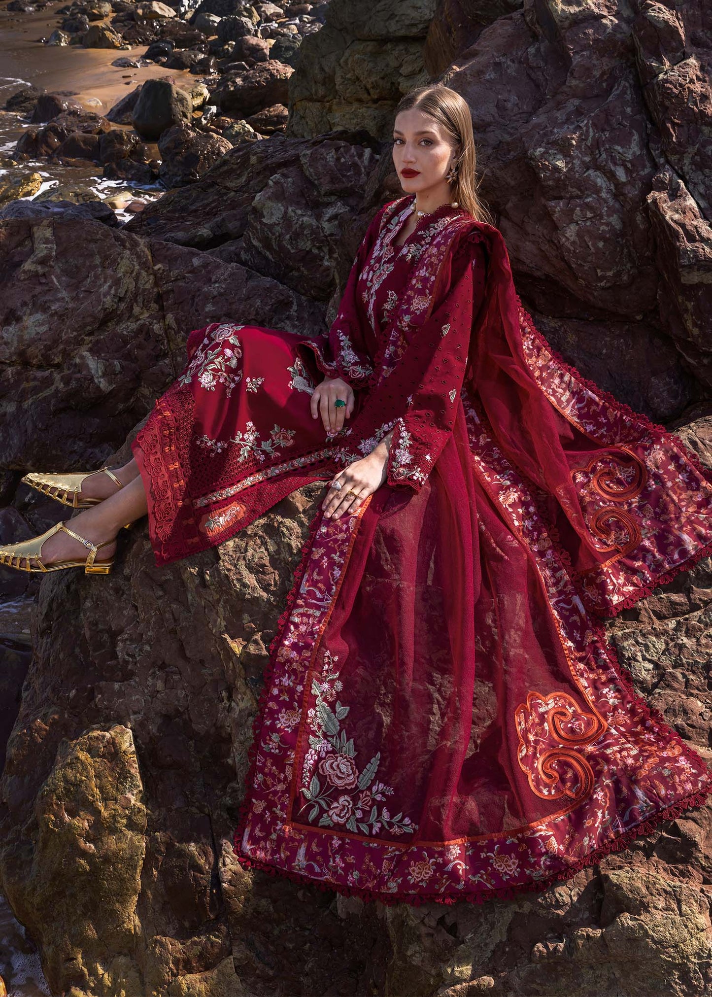 Crimson 007 Unstitched Luxury Dhanak Chikankari Heavy Embroidered 3PC Suit