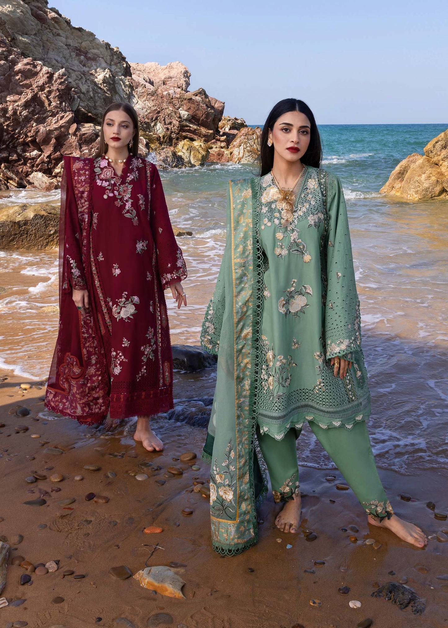 Crimson 008 Unstitched Luxury Dhanak Chikankari Heavy Embroidered 3PC Suit