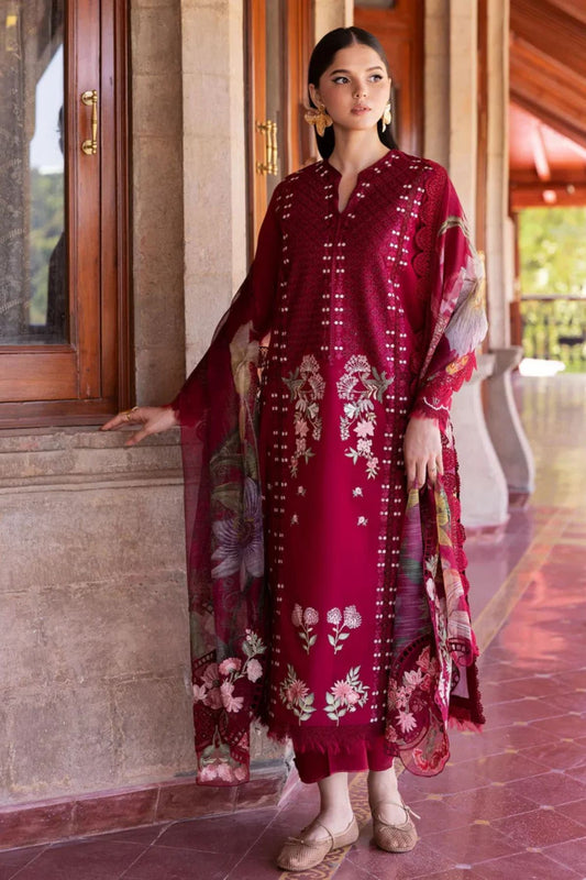 Crimson 002 Unstitched Luxury Dhanak Chikankari Heavy Embroidered 3PC Suit