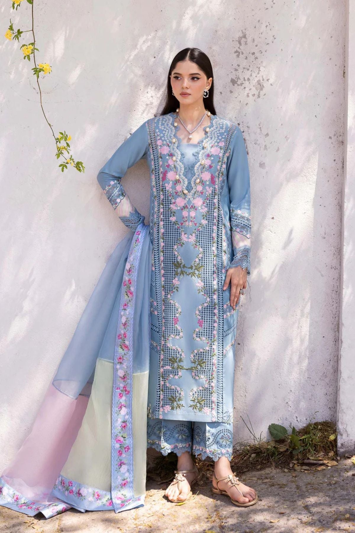 Crimson 006 Unstitched Luxury Dhanak Chikankari Heavy Embroidered 3PC Suit