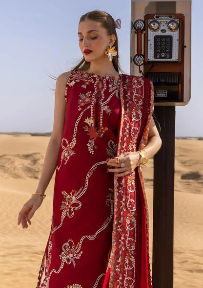 Crimson 009 Unstitched Luxury Dhanak Chikankari Heavy Embroidered 3PC Suit