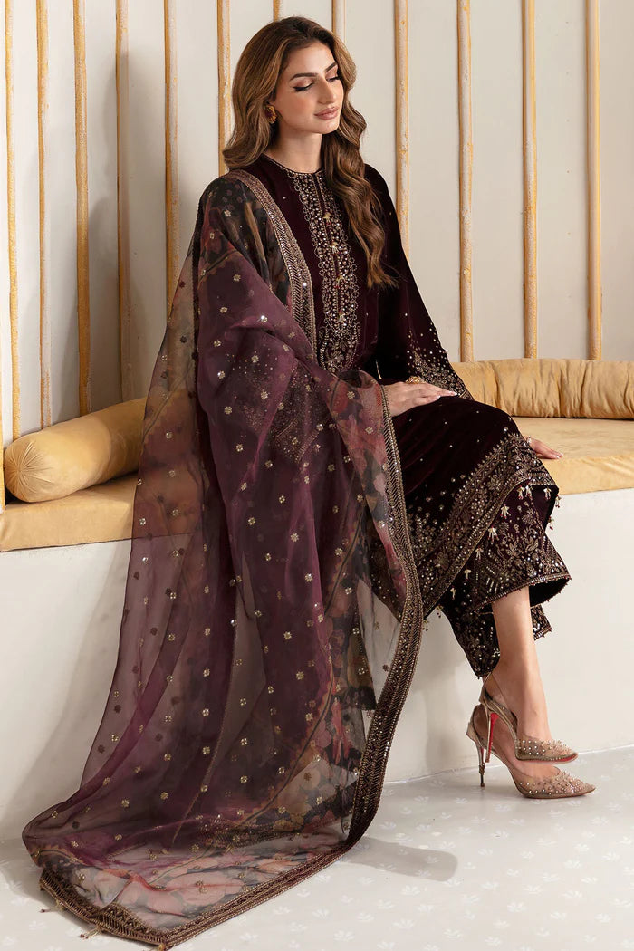 Jazmin 011 Unstitched Luxury Velvet Heavy Embroidered 3PC Suit