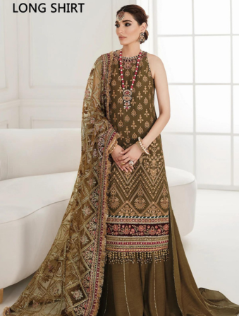 Baroque 3PC Unstitched Luxury Lawn Heavy Embroidered Suit