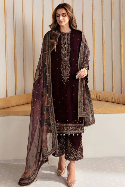 Jazmin 011 Unstitched Luxury Velvet Heavy Embroidered 3PC Suit