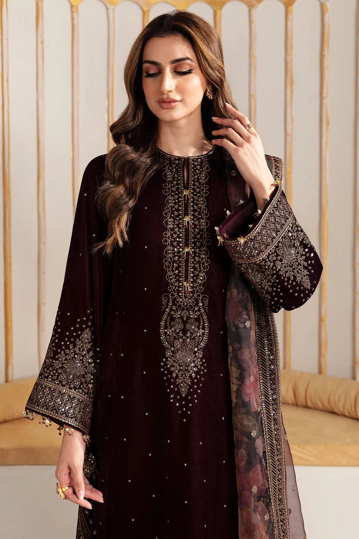 Jazmin 011 Unstitched Luxury Velvet Heavy Embroidered 3PC Suit