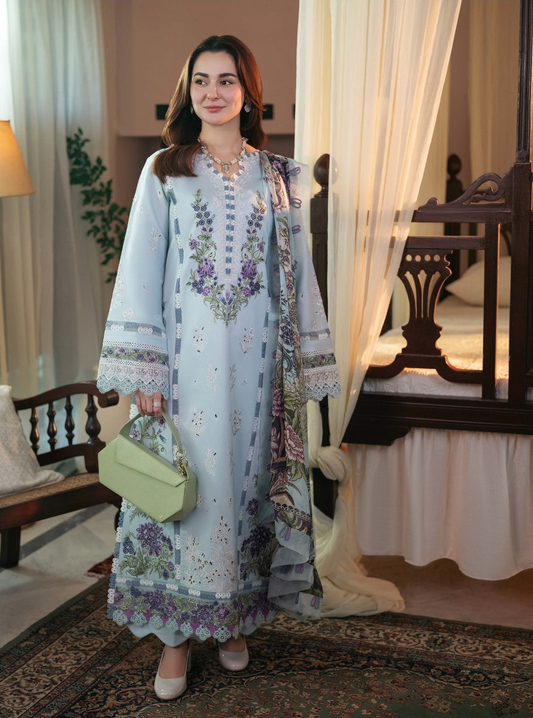 Jade 3PC Unstitched Luxury Lawn Chikenkari Heavy Embroidered Suit
