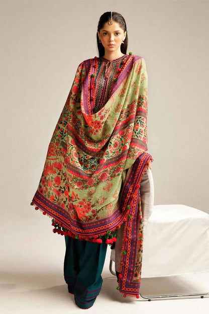 Hussain Rehar 011 Unstitched Luxury Dhanak Heavy Embroidered 3PC Suit