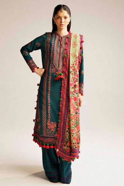Hussain Rehar 011 Unstitched Luxury Dhanak Heavy Embroidered 3PC Suit