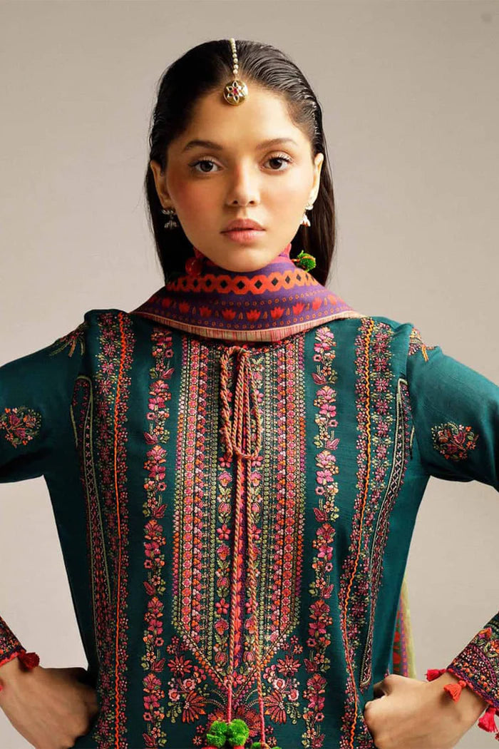 Hussain Rehar 011 Unstitched Luxury Dhanak Heavy Embroidered 3PC Suit