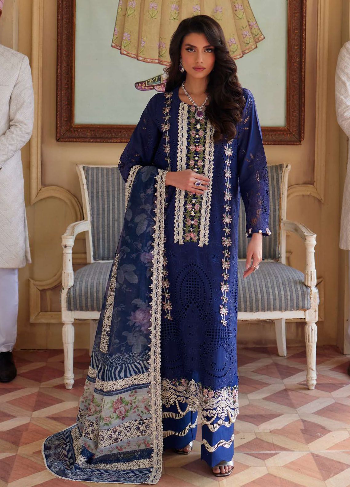 Elaf 3PC Unstitched Luxury Lawn Chikenkari Heavy Embroidered Suit