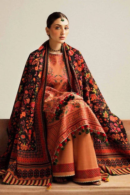 Hussain Rehar 018 Unstitched Luxury Dhanak Heavy Embroidered 3PC Suit