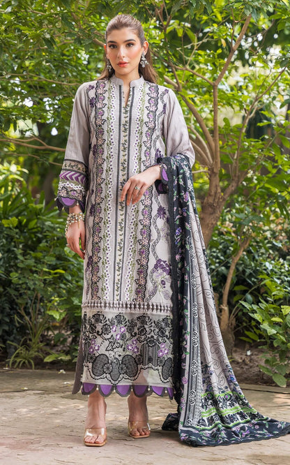 Asifa & Nabeel 3PC Unstitched Luxury Lawn Heavy Embroidered Suit