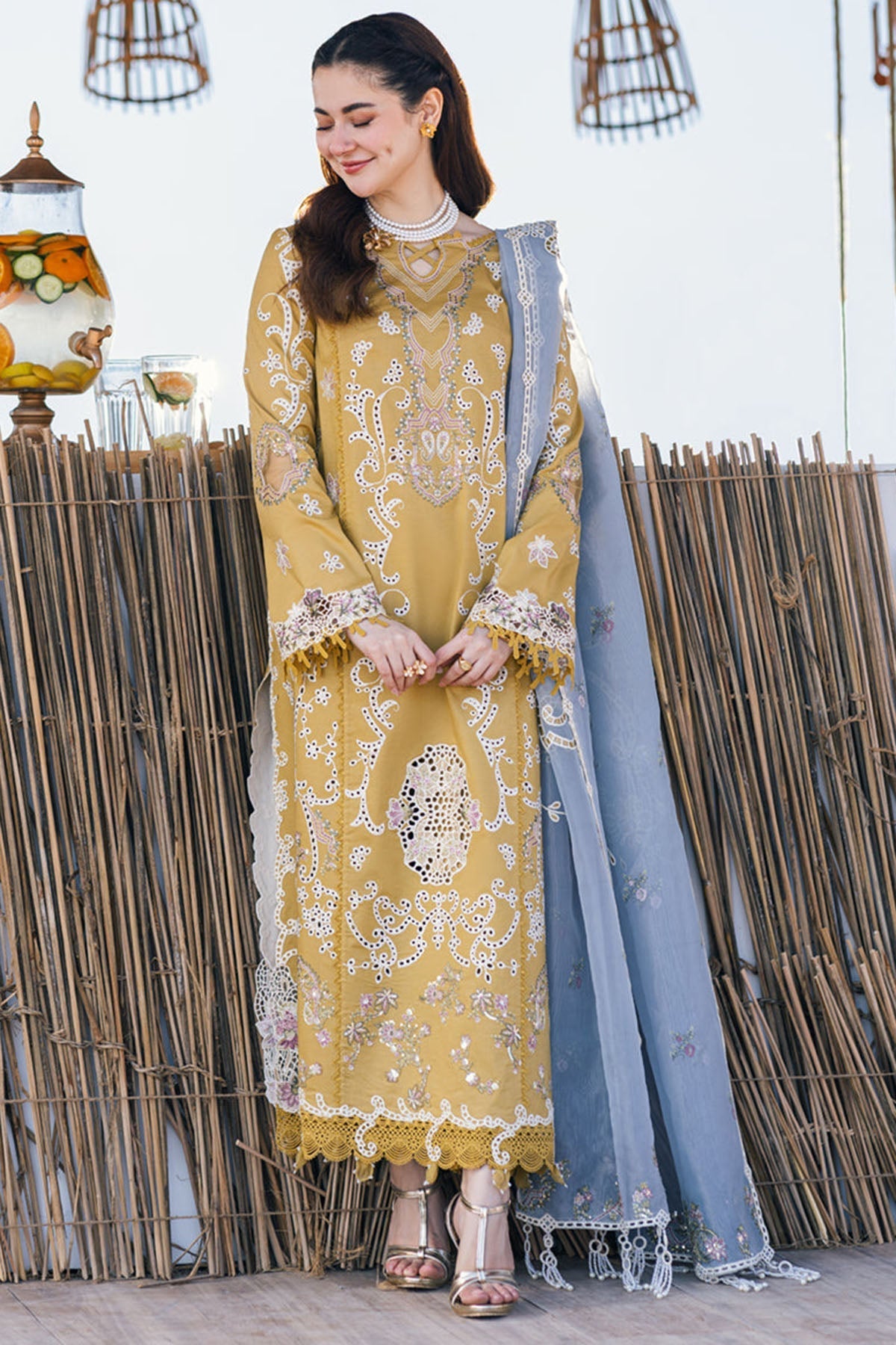 Qalamkar 3Pc Lawn Luxury Chikenkari Embroidered Suit