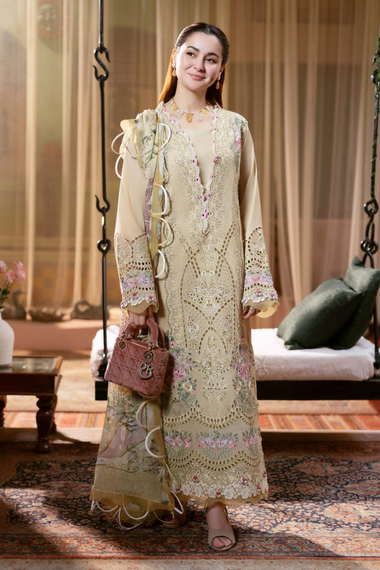 Jade 3PC Unstitched Luxury Lawn Chikenkari Heavy Embroidered Suit