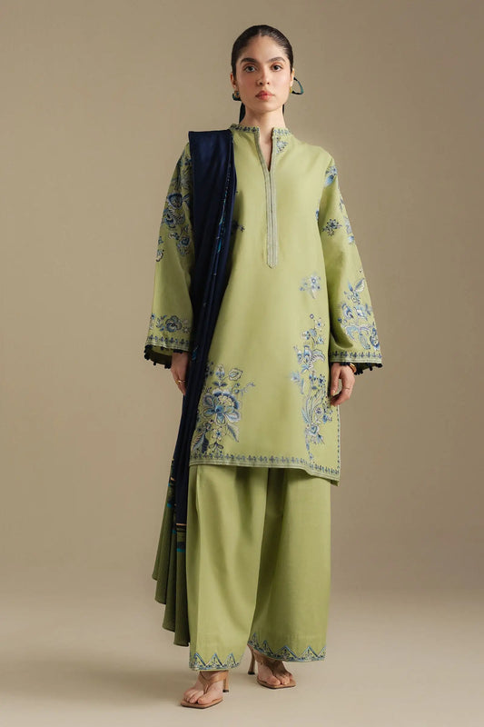 Zara Shahjahan 022 Unstitched Luxury Dhanak Heavy Embroidered 3PC Suit