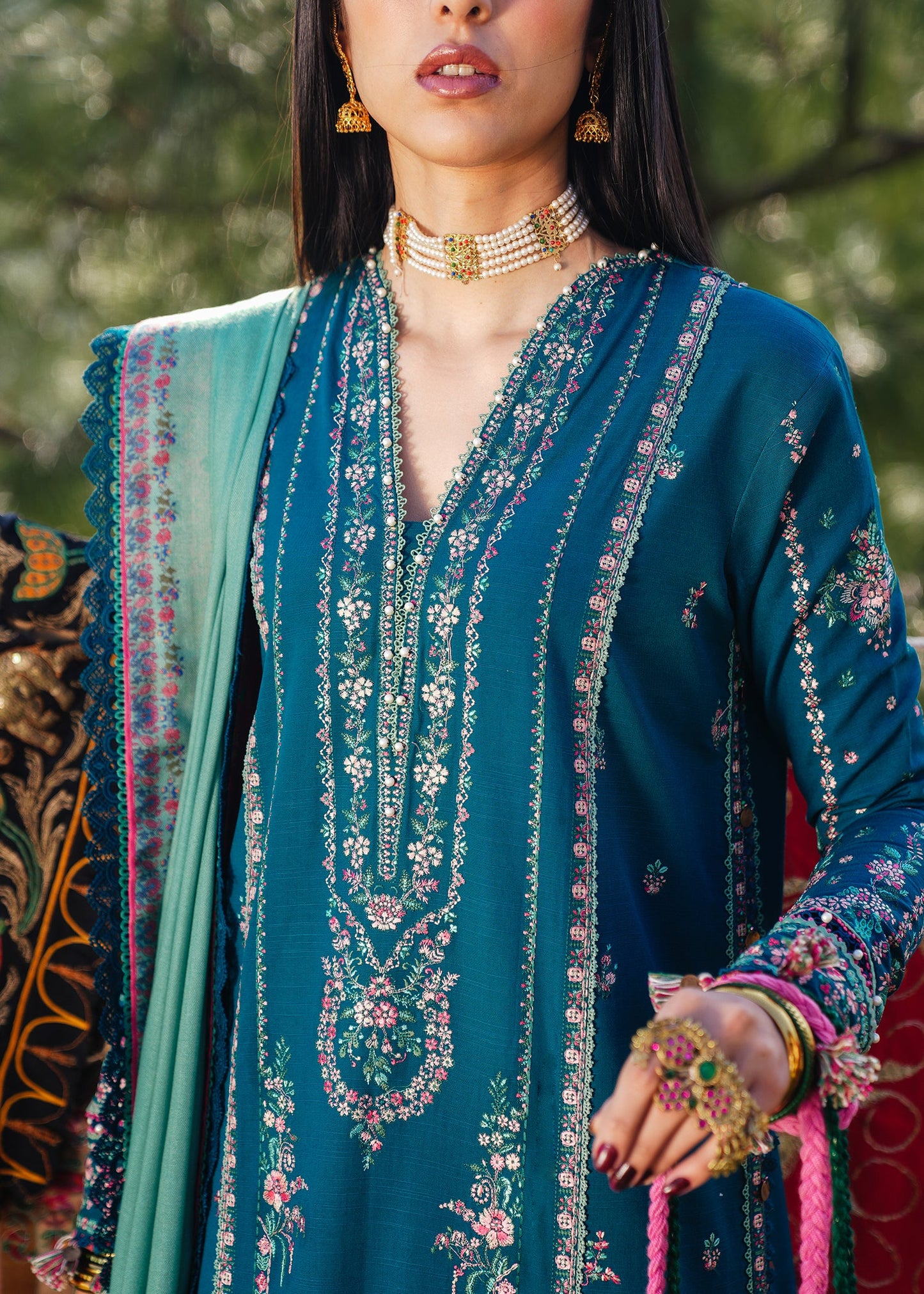 Hussain Rehar 010 Unstitched Luxury Dhanak Heavy Embroidered 3PC Suit