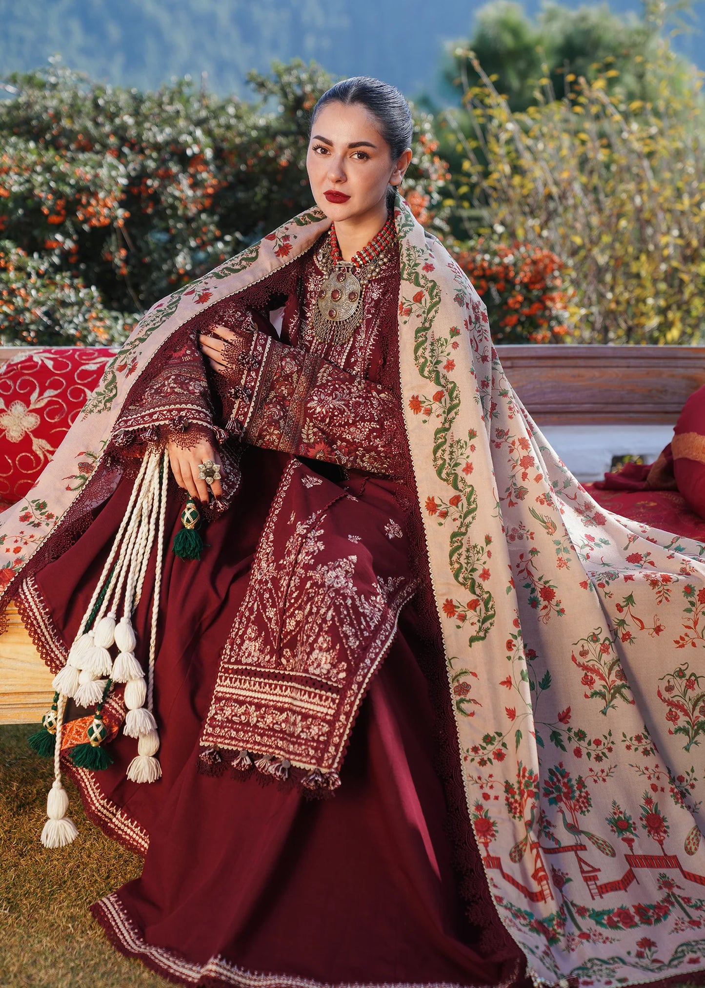 Hussain Rehar 009 Unstitched Luxury Dhanak Heavy Embroidered 3PC Suit