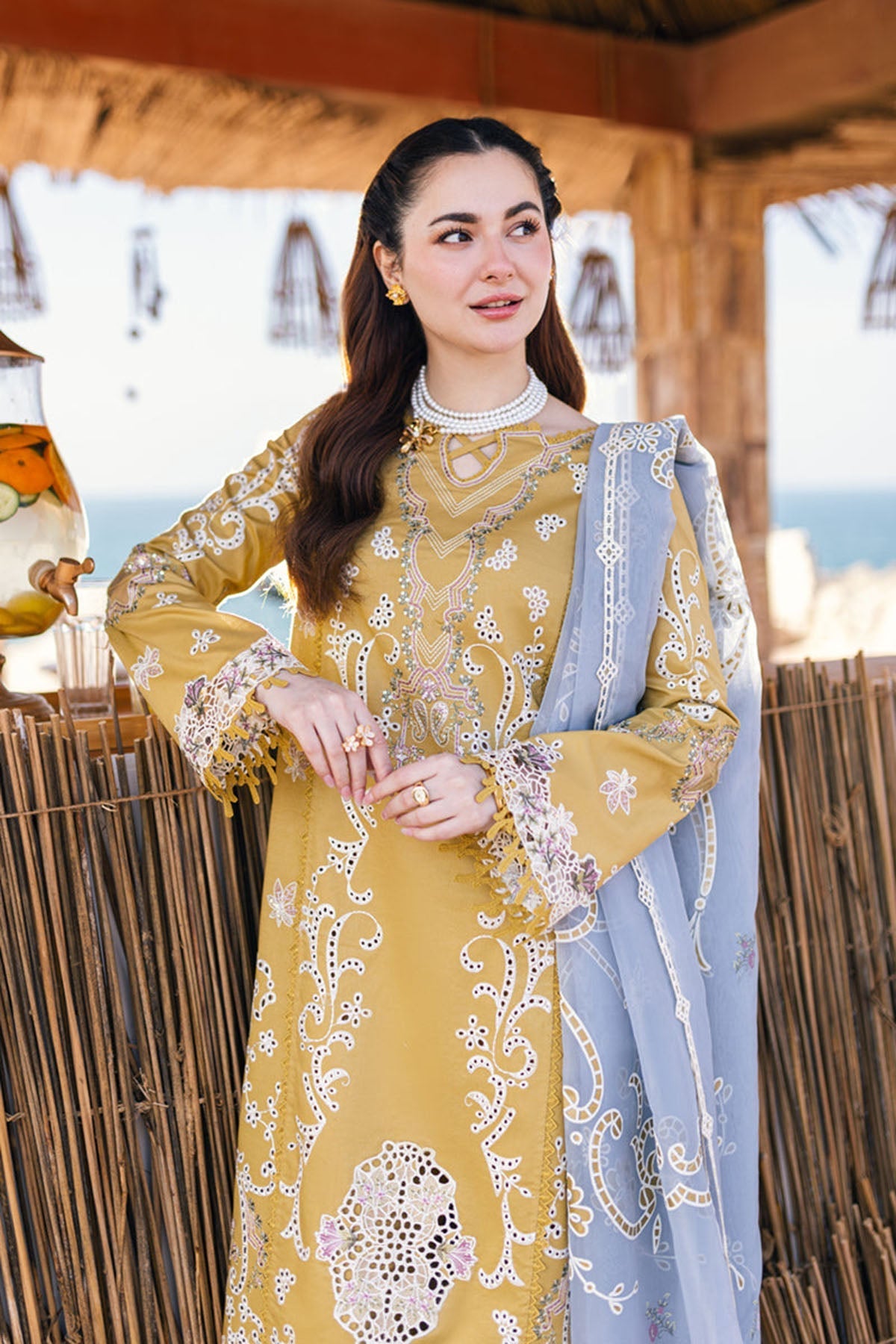 Qalamkar 3Pc Lawn Luxury Chikenkari Embroidered Suit