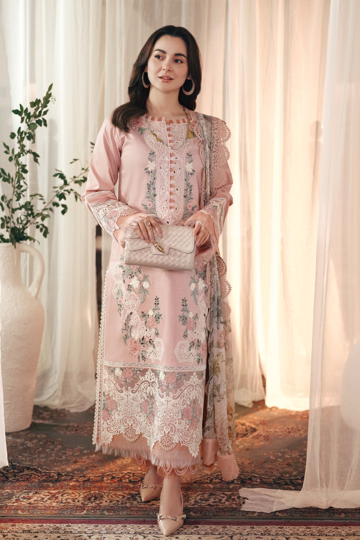 Jade 3PC Unstitched Luxury Lawn Chikenkari Heavy Embroidered Suit