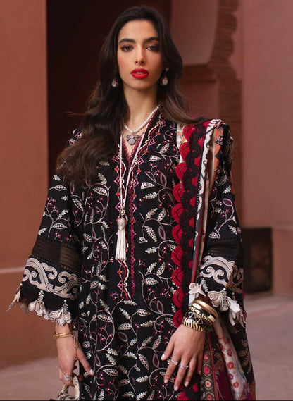 Farah Talib Aziz 3PC Unstitched Luxury Lawn Heavy Embroidered Suit with Digital Printed Pure Silk Dupatta