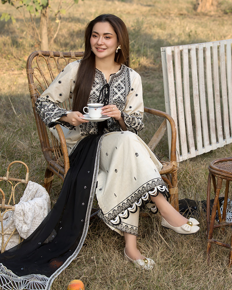 Ally’s 3pc Unstitched Luxury Lawn Embroidered Suit