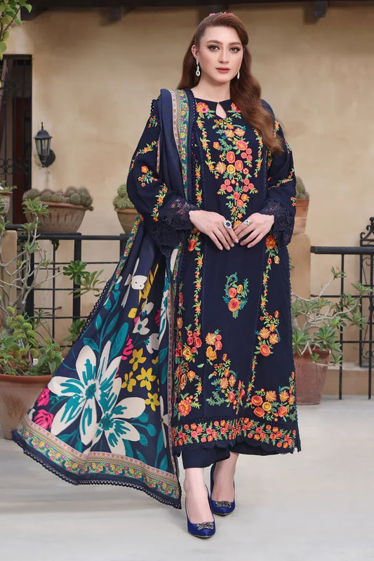 Aneelas 002 Unstitched Luxury Dhanak Heavy Embroidered 3PC Suit