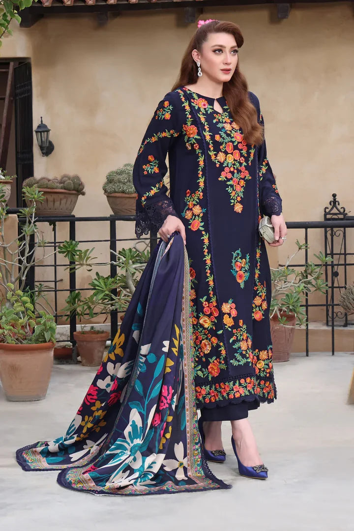 Aneelas 002 Unstitched Luxury Dhanak Heavy Embroidered 3PC Suit
