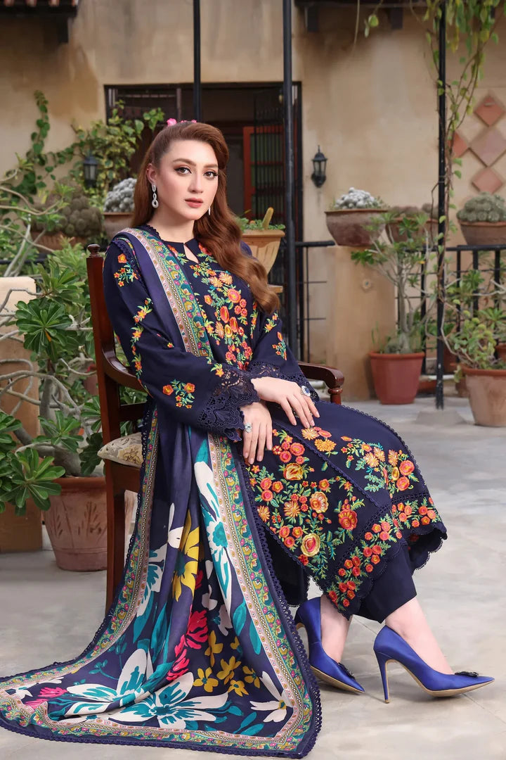 Aneelas 002 Unstitched Luxury Dhanak Heavy Embroidered 3PC Suit