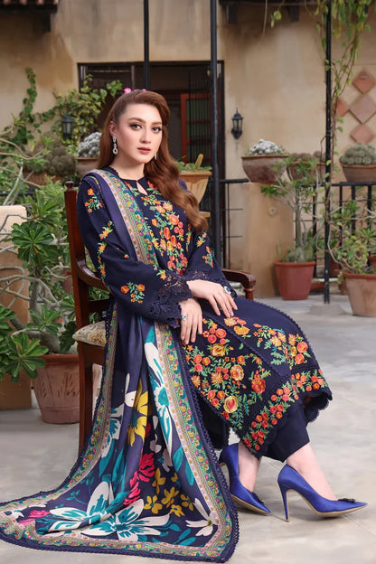 Aneelas 002 Unstitched Luxury Dhanak Heavy Embroidered 3PC Suit