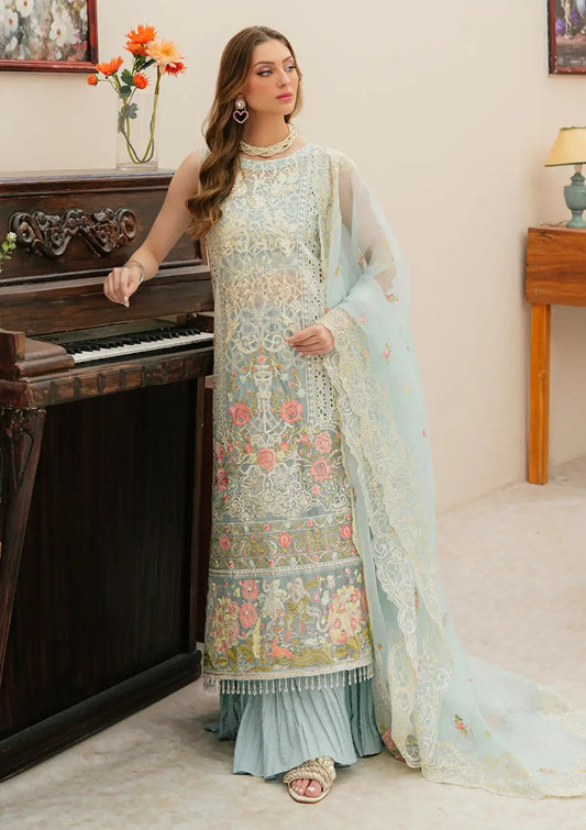 Mahnur 3PC Unstitched Luxury Lawn Chikenkari Heavy Embroidered Suit