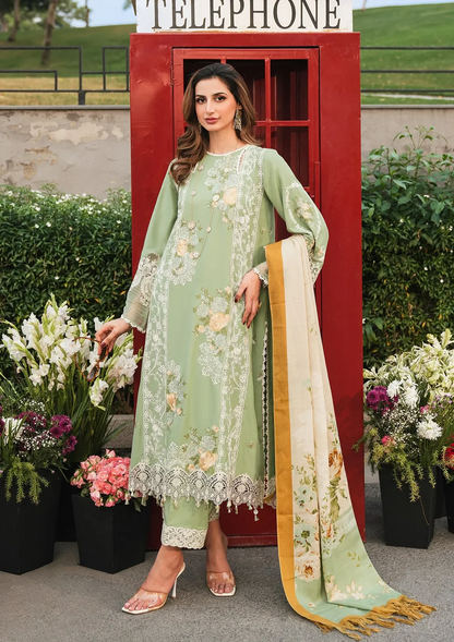 Elaf 3PC Luxury Suit Unstitched Lawn Heavy Chikenkari Embroidered