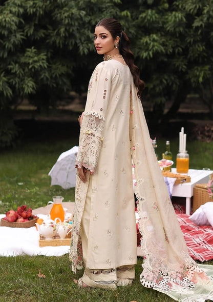 Kahf 3PC Unstitched Lawn Heavy Chikenkari Embroidered Suit With Ready To Wear Dupatta