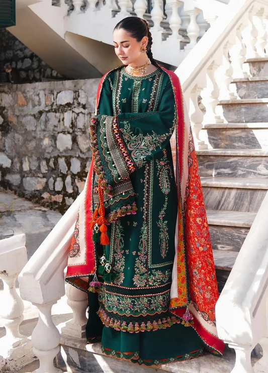 Hussain Rehar 3PC Unstitched Luxury Lawn Heavy Embroidered Suit