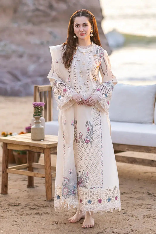 Qalamkar 3Pc Lawn Luxury Chikenkari Embroidered Suit