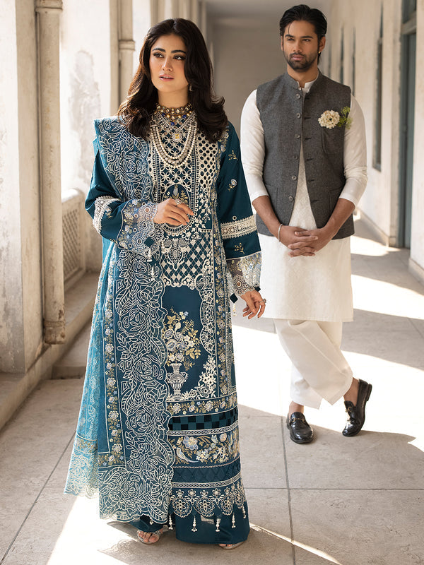 Mahnur 3PC Unstitched Luxury Lawn Chikenkari Heavy Embroidered Suit