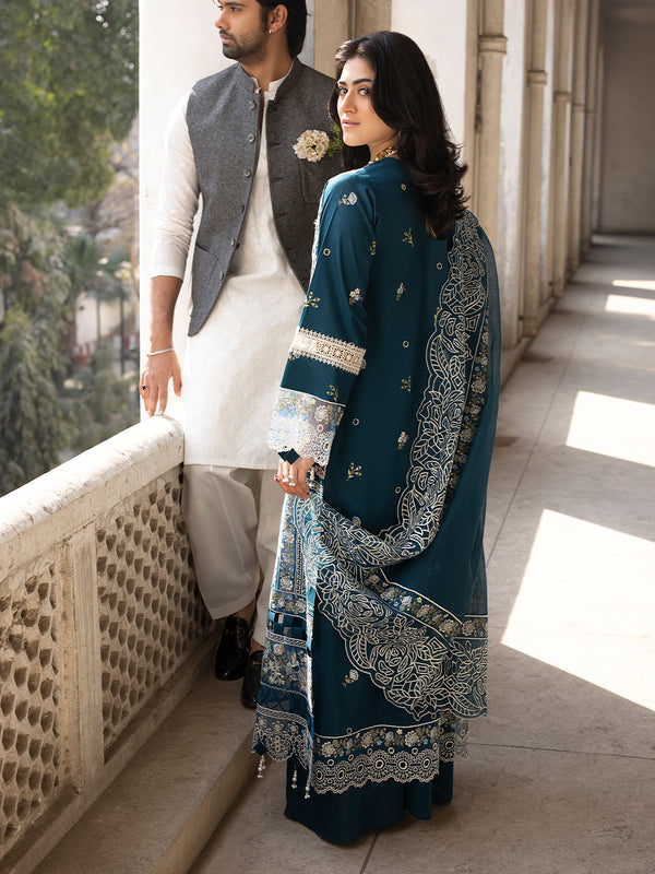 Mahnur 3PC Unstitched Luxury Lawn Chikenkari Heavy Embroidered Suit