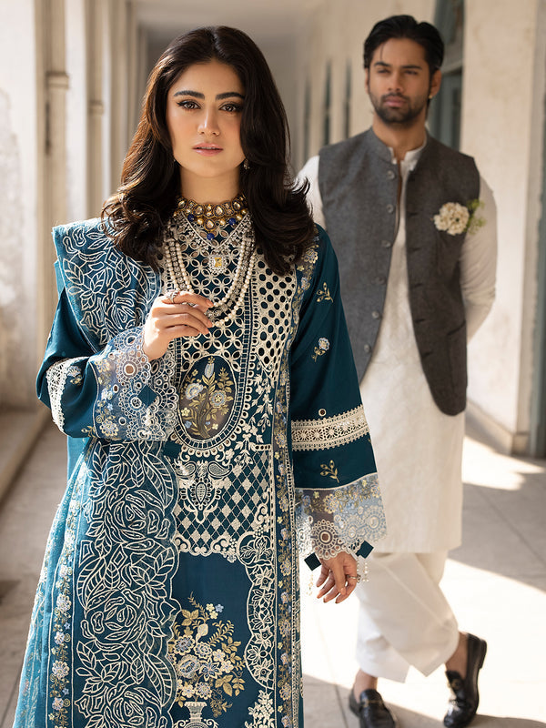 Mahnur 3PC Unstitched Luxury Lawn Chikenkari Heavy Embroidered Suit