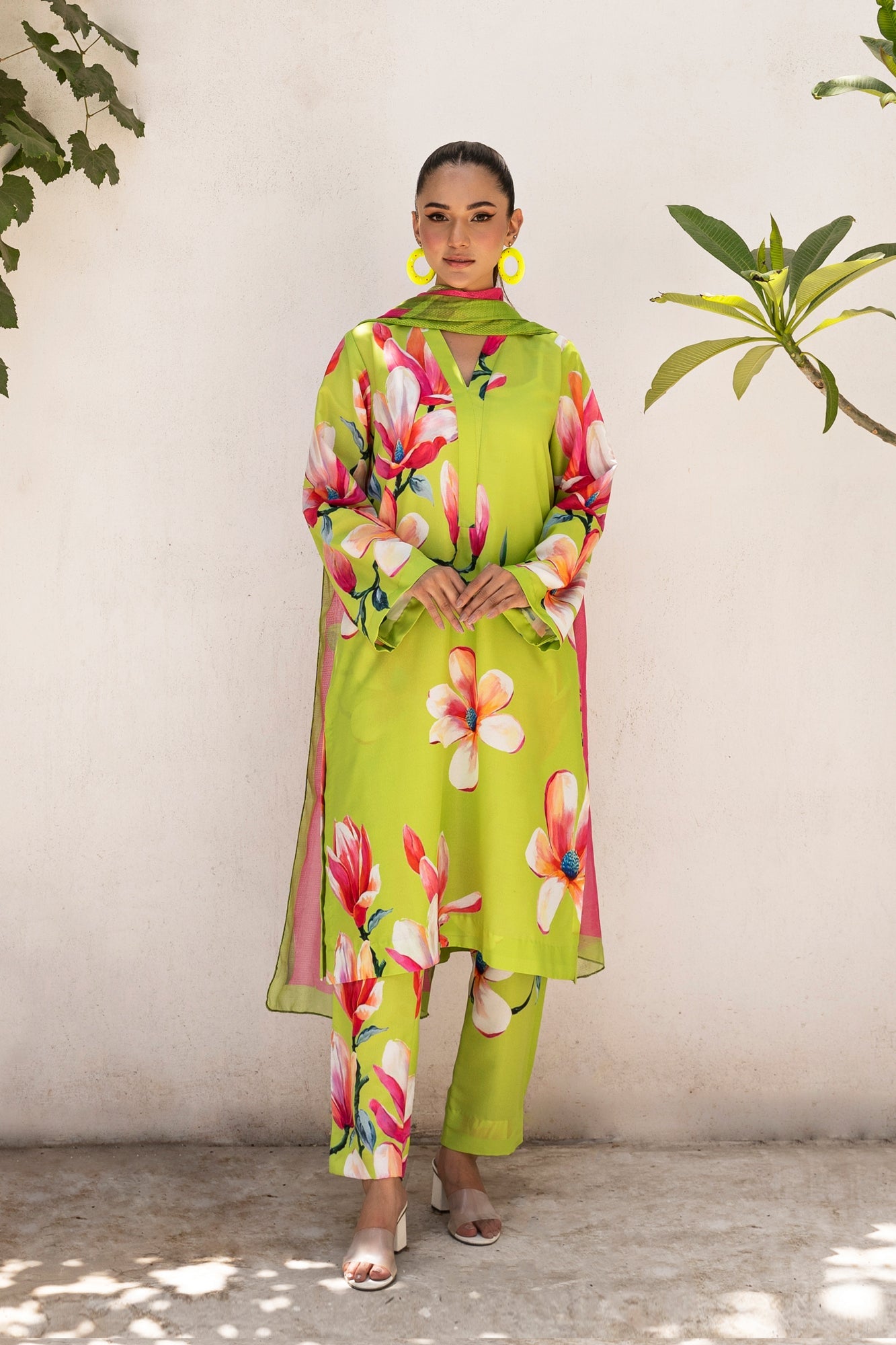 Ethnic 3Pc Airjet Lawn All Over Printed Lemon