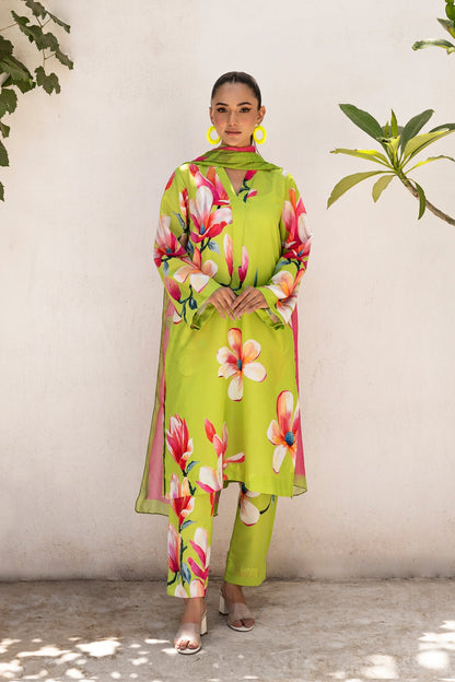 Ethnic 3Pc Airjet Lawn All Over Printed Lemon