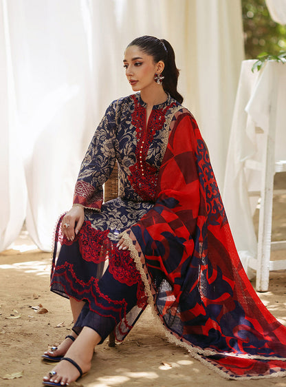 Zainab Chottani Printed Lawn Dupatta & Emb Patches 3Pc Unstitched