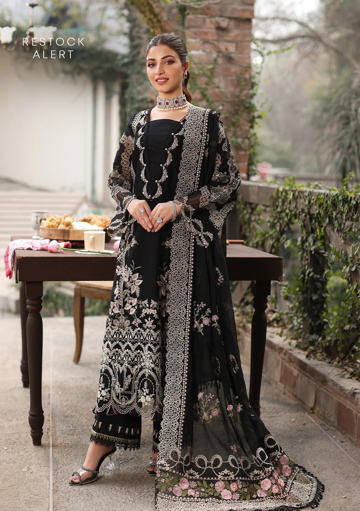 Kahf 3PC Unstitched Lawn Heavy Embroidered Suit With Ready To Wear Dupatta