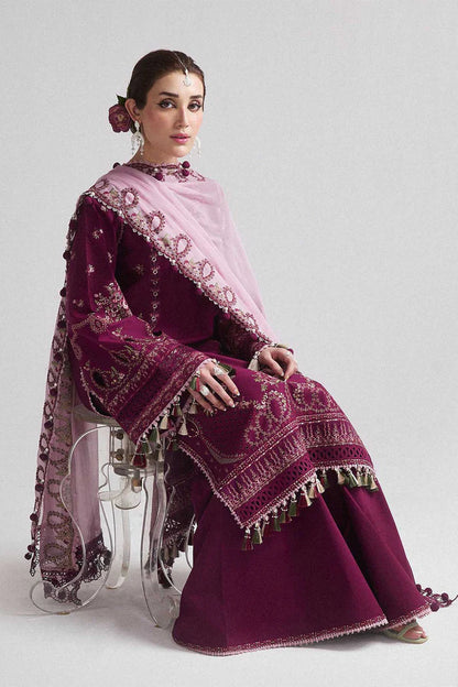 Hussain Rehar 017 Unstitched Luxury Dhanak Heavy Chikenkari Embroidered 3PC Suit