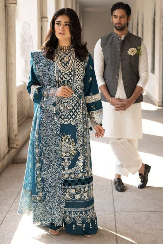 Mahnur 3PC Unstitched Luxury Lawn Chikenkari Heavy Embroidered Suit