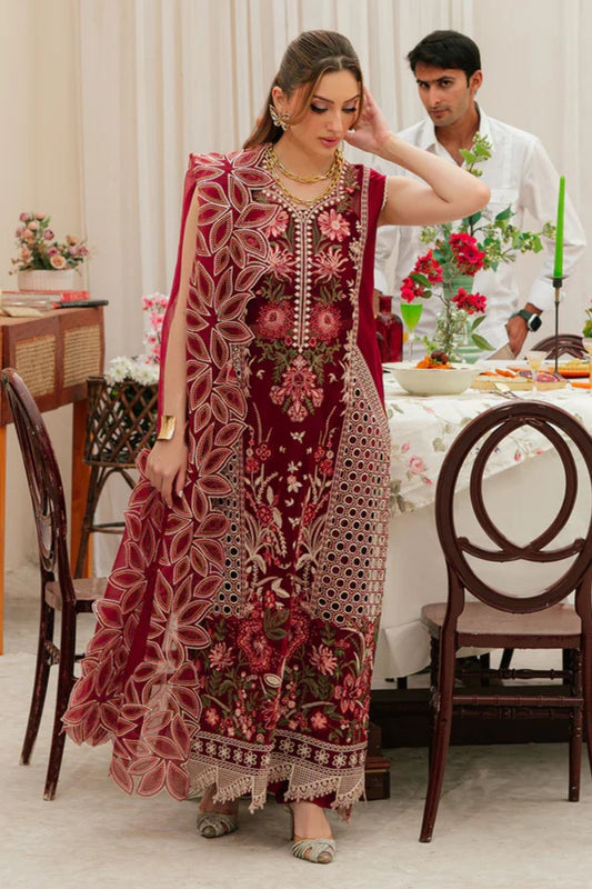 Mahnur 3PC Unstitched Luxury Lawn Chikenkari Heavy Embroidered Suit