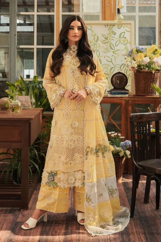 Kahf 3PC Unstitched Lawn Heavy Chikenkari Embroidered Suit With Ready To Wear Dupatta
