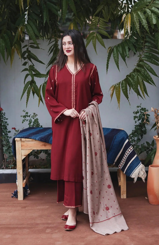 Asling 005 Unstitched Luxury Dhanak Heavy Embroidered 3PC Suit