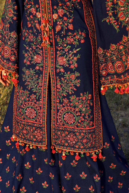 Hussain Rehar 015 Unstitched Luxury Dhanak Heavy Embroidered 3PC Suit