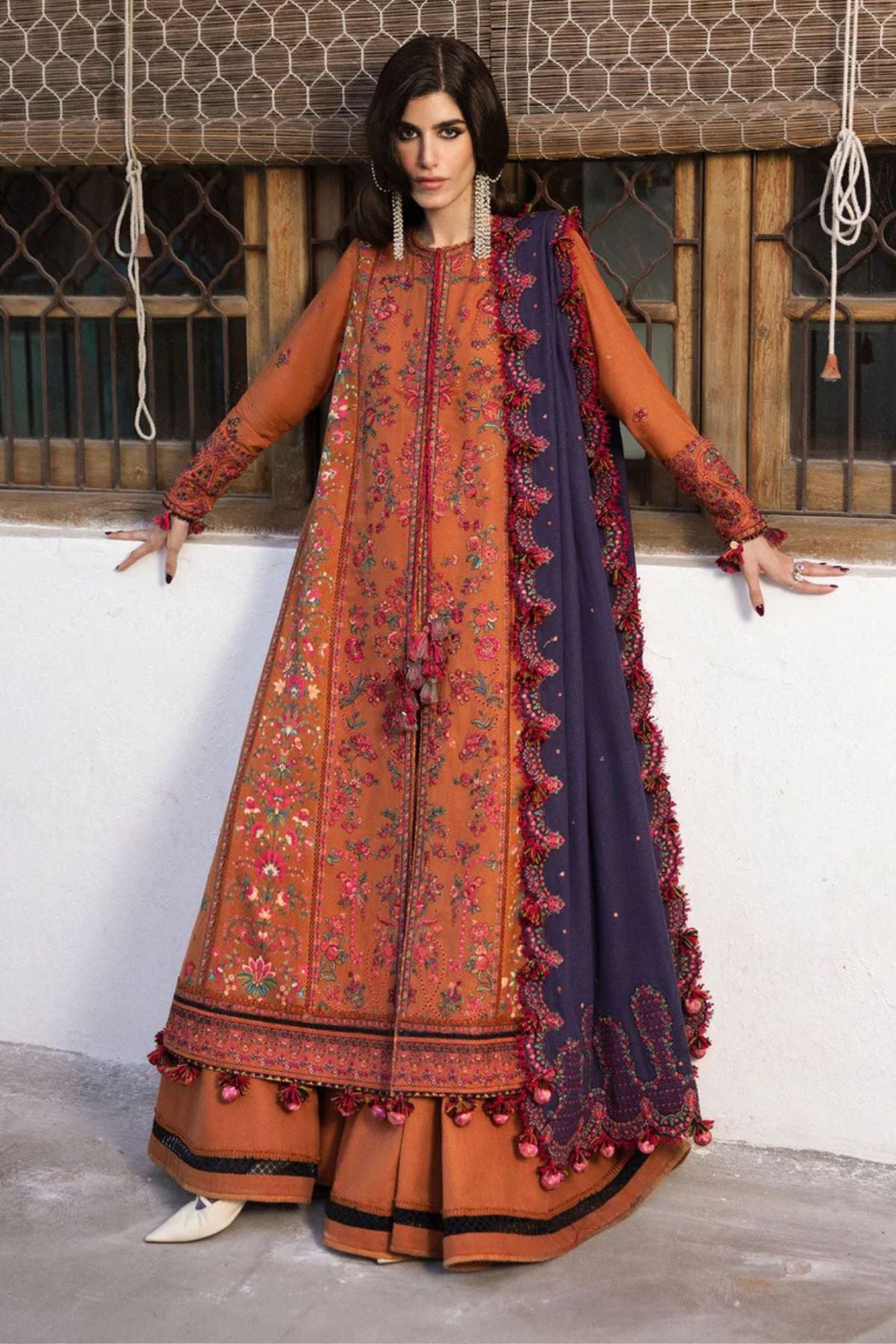 Hussain Rehar 3PC Unstitched Luxury Lawn Heavy Embroidered Suit