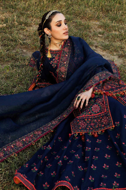 Hussain Rehar 015 Unstitched Luxury Dhanak Heavy Embroidered 3PC Suit