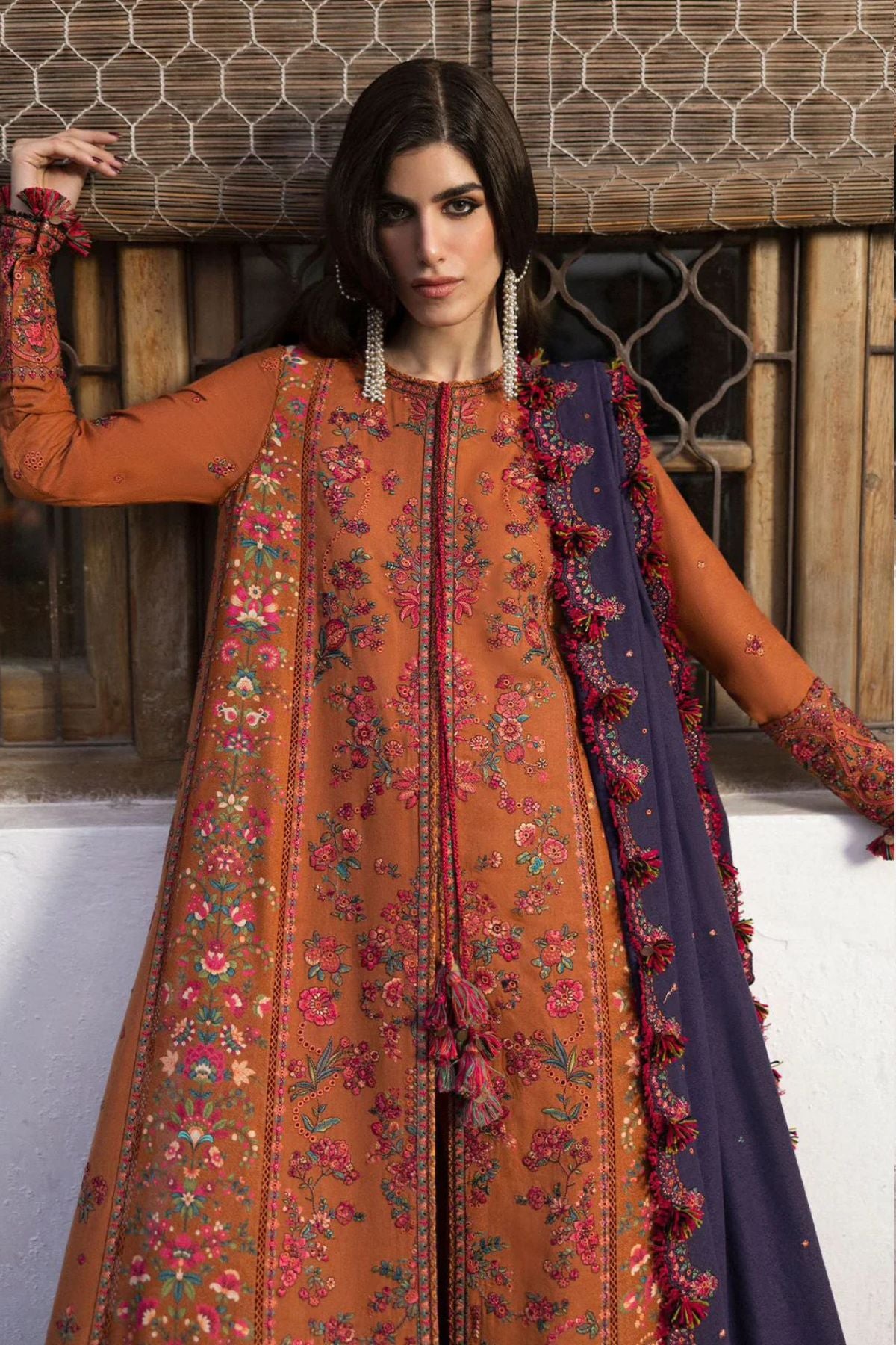 Hussain Rehar 3PC Unstitched Luxury Lawn Heavy Embroidered Suit